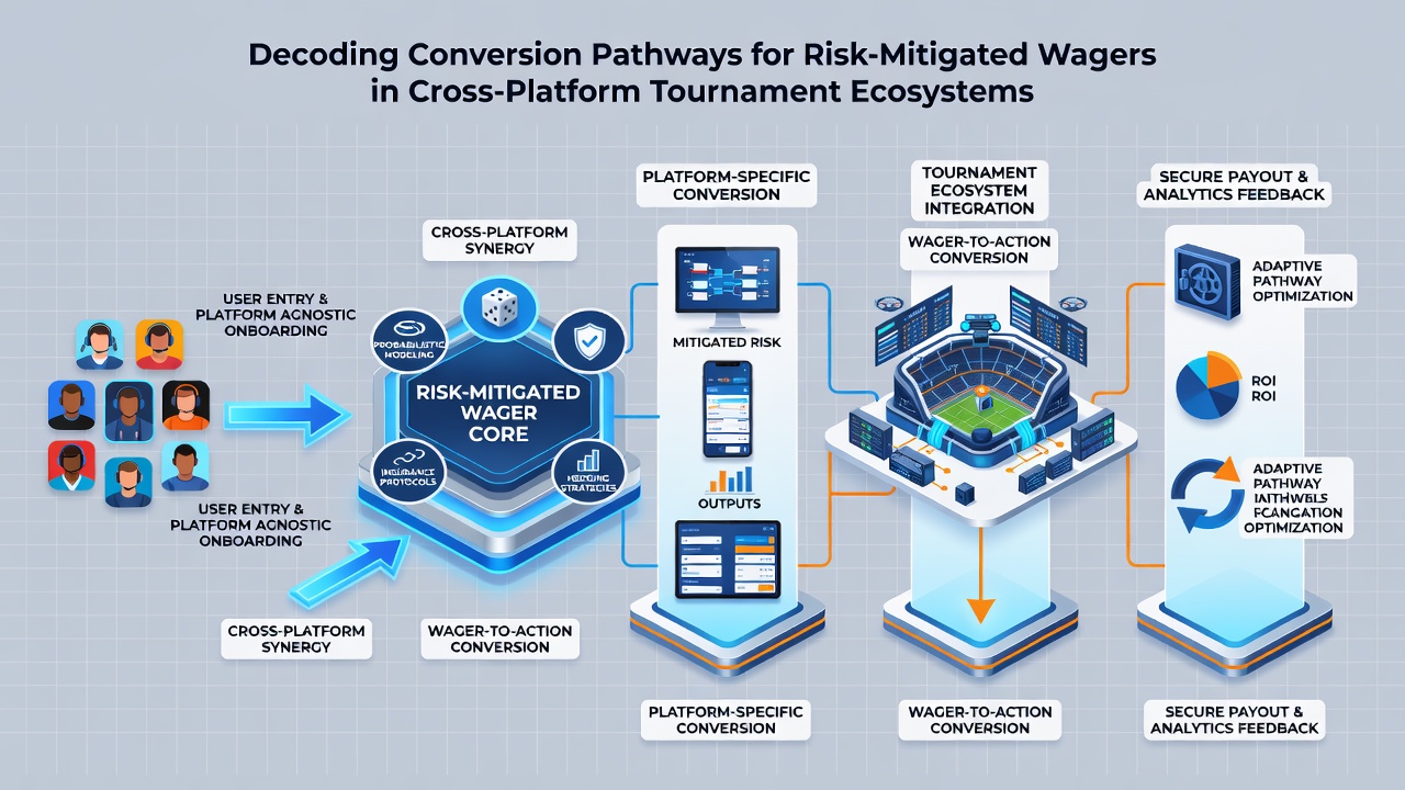 Detailed diagram of wager conversion steps across connected tournament platforms and settlement stages