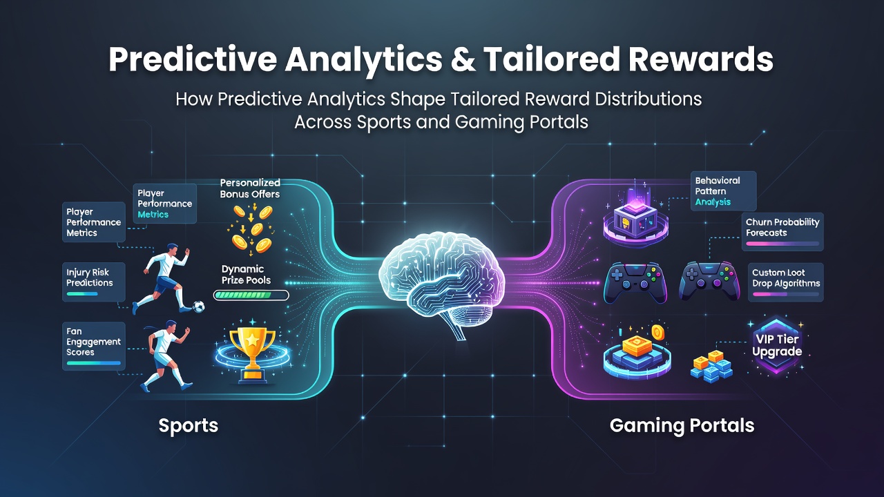 Data visualization showing predictive analytics models processing player behavior patterns for reward personalization in sports and gaming platforms