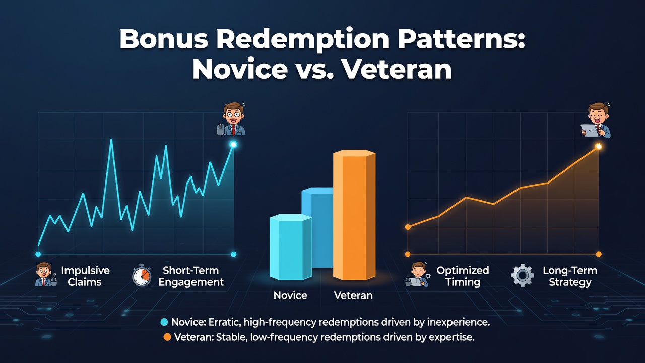 Infographic illustrating factors affecting bonus redemption among different experience levels in digital wagering environments during 2026